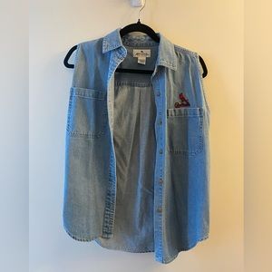 Vintage Antigua Cardinals Baseball Denim Vest. Size S.